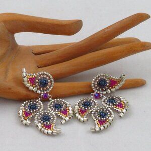 Paisley Pink Peacock Art Deco earrings